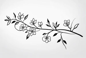 A long branch with flowers tattoo idea