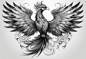 phoenix with extra long tail feathers tattoo idea