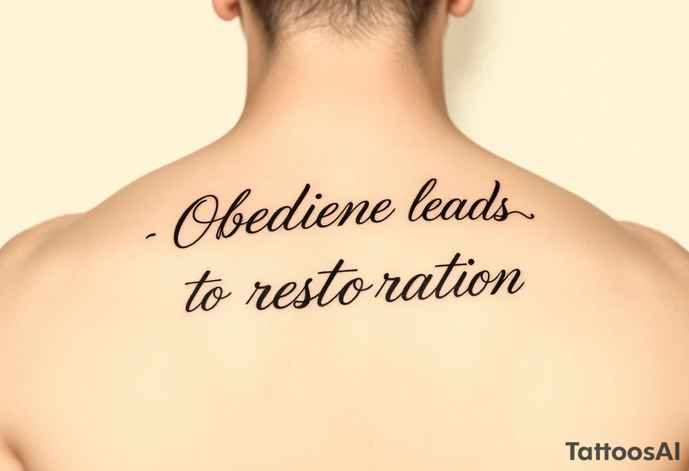 Obedience leads to restoration (saying) wrote in cursive tattoo idea