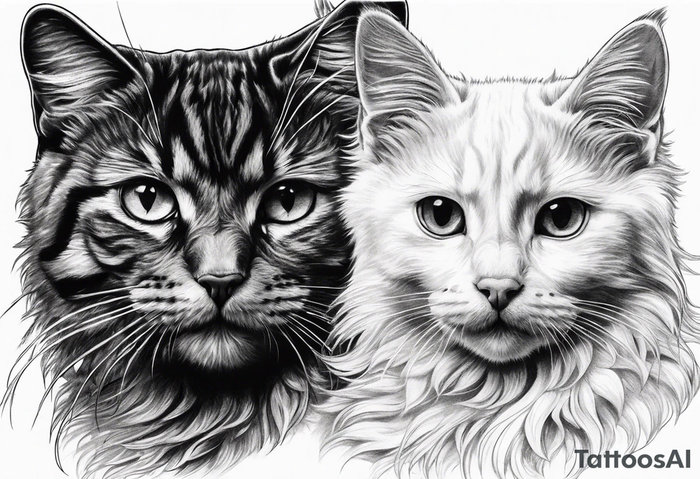 2 cats and paw print tattoo idea