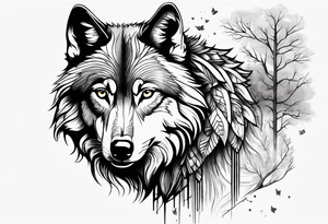 High contrast wolf tattoo idea