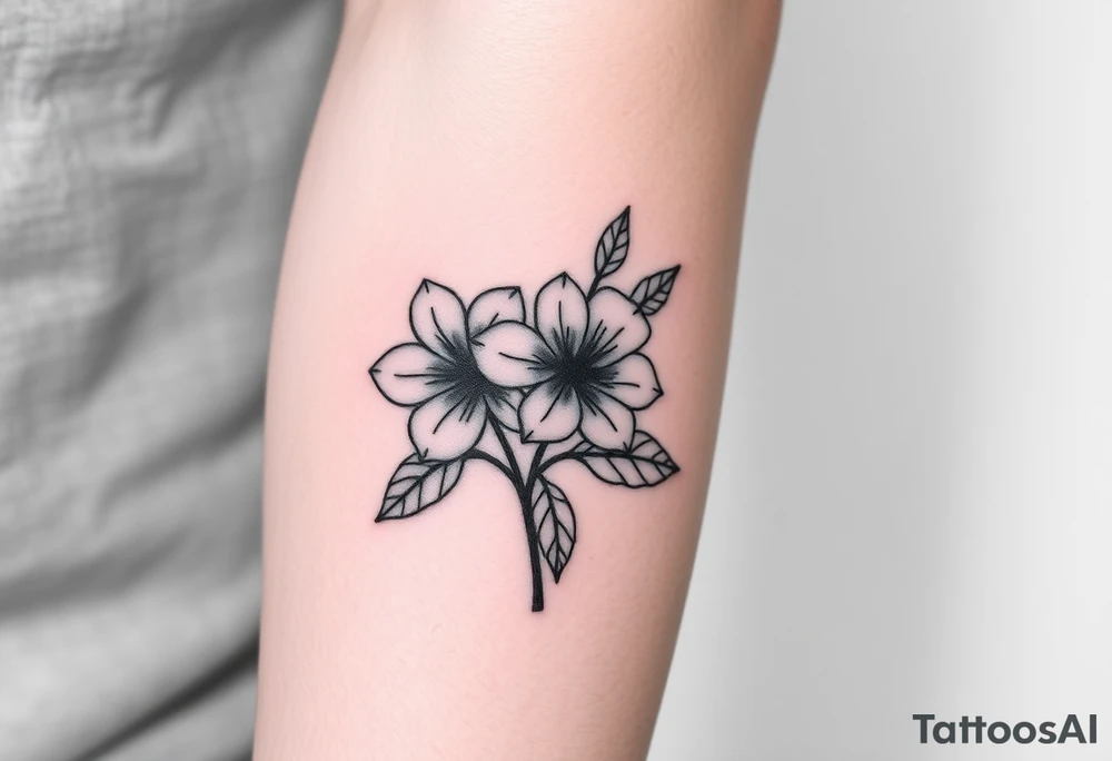 Two simple flowers together leafs on outside tattoo idea