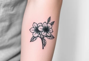 Two simple flowers together leafs on outside tattoo idea