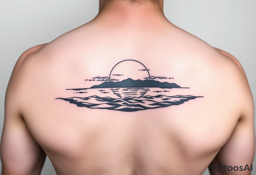 Sunset with ocean tattoo idea