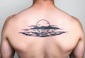 Sunset with ocean tattoo idea