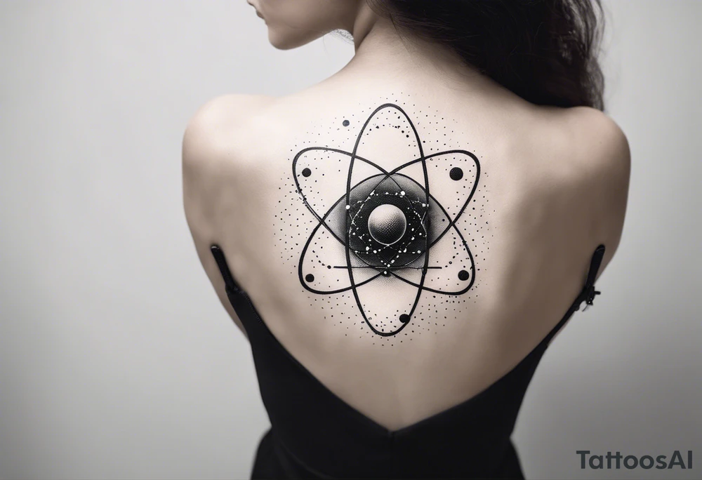 atom with quantum wave of electrons tattoo idea