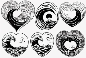 heart which is also a Japanese wave painting tattoo idea