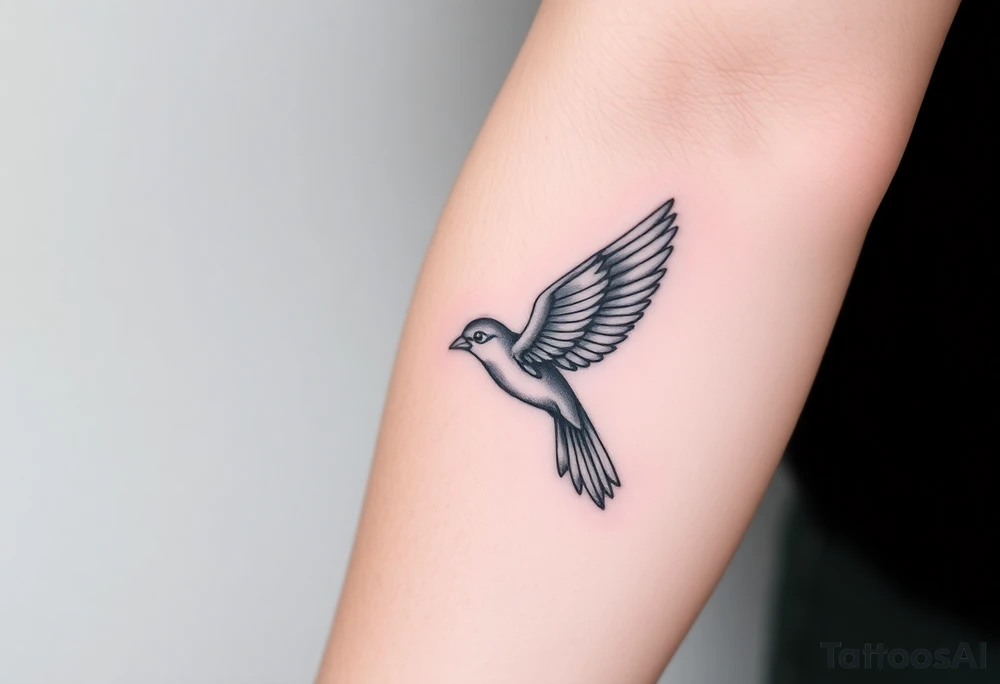 Feminine bird tattoo idea