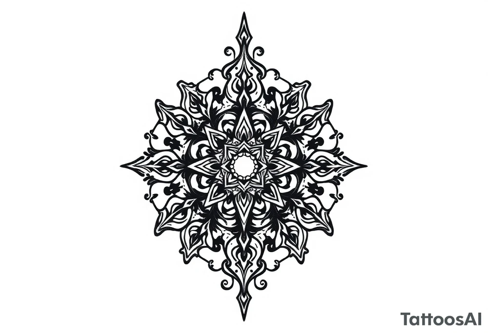 mytical shaman and witch ancient ornament with rhyme tattoo idea