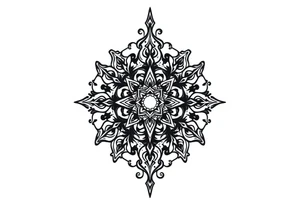 mytical shaman and witch ancient ornament with rhyme tattoo idea