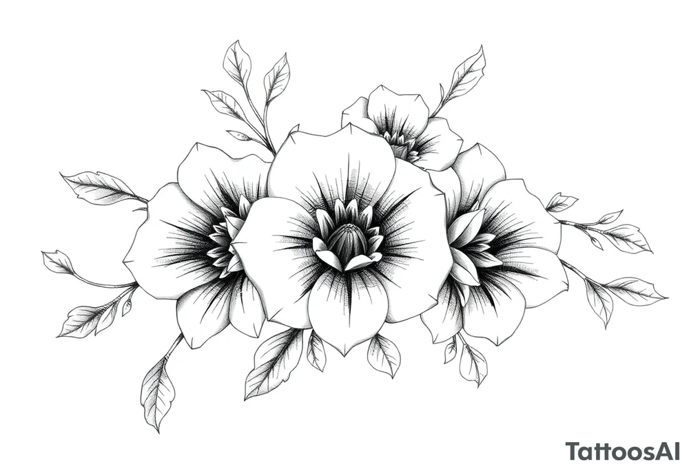 ornaments of flowers tattoo idea