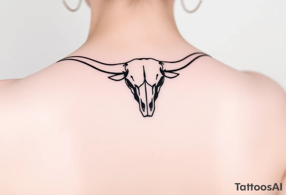 Longhorn skull with Texas flag French shoulder tattoo idea