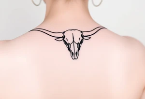 Longhorn skull with Texas flag French shoulder tattoo idea