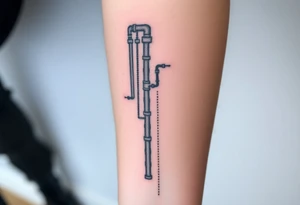 detailed system of plumbing pipes vertical ending with a fade off tattoo idea