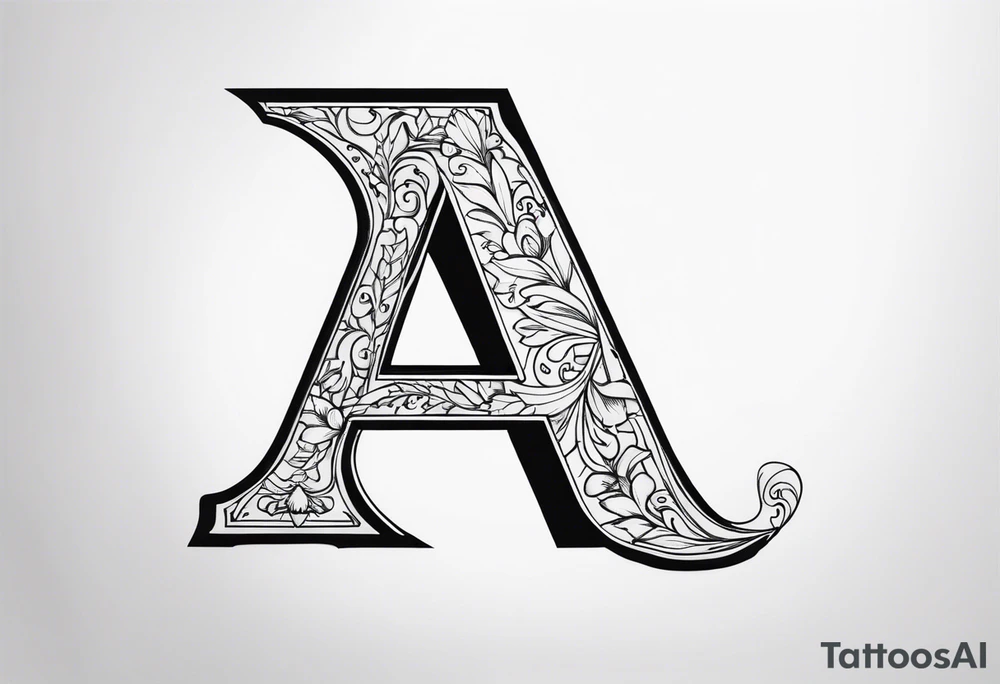 The letter A on its side with the legs of the A facing the number 3 tattoo idea