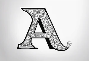 The letter A on its side with the legs of the A facing the number 3 tattoo idea