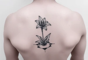 bathroom with lily coming up out of tile floor tattoo idea