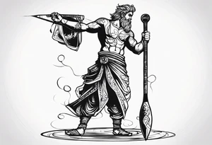 full body drawing of a giant holding a club tattoo idea