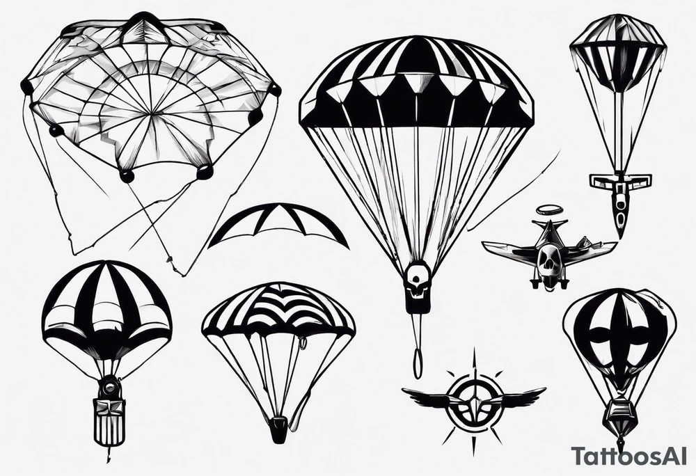 parachute and guns tattoo idea