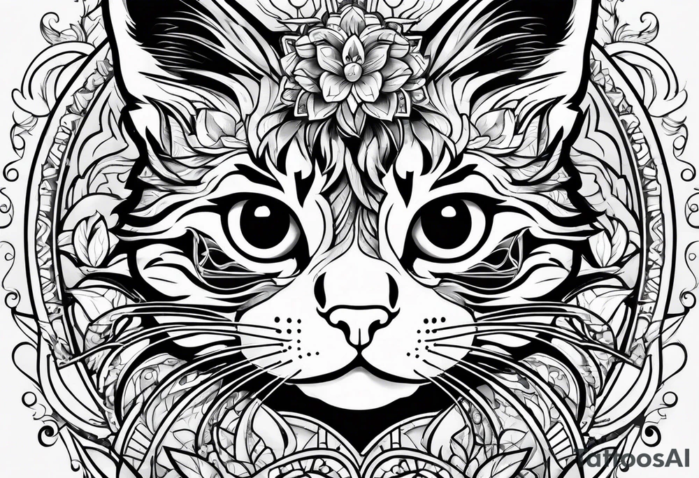 small Cat face, front on tattoo idea