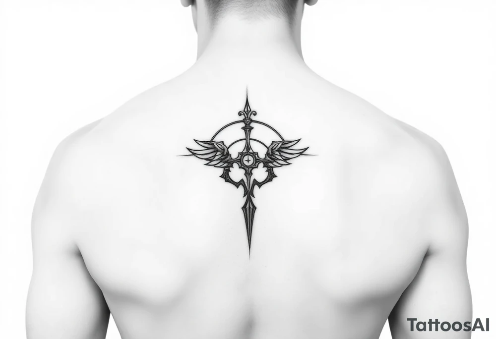 Create a minimalist black-ink tattoo design inspired by the philosophy of self-reliance and personal responsibility. The design should symbolize owning both successes and failures without crediting or blaming others, in an agnostic context. tattoo idea