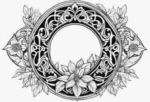 Lord of the rings with floral design tattoo idea