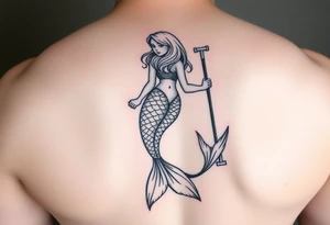 Mermaid with crutches tail tattoo idea