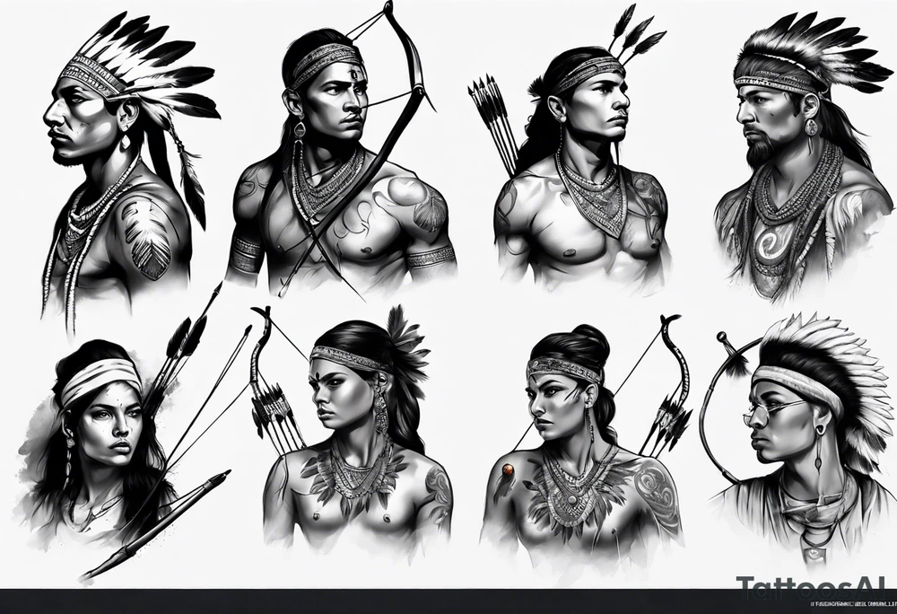 indian archer realism tattoo idea