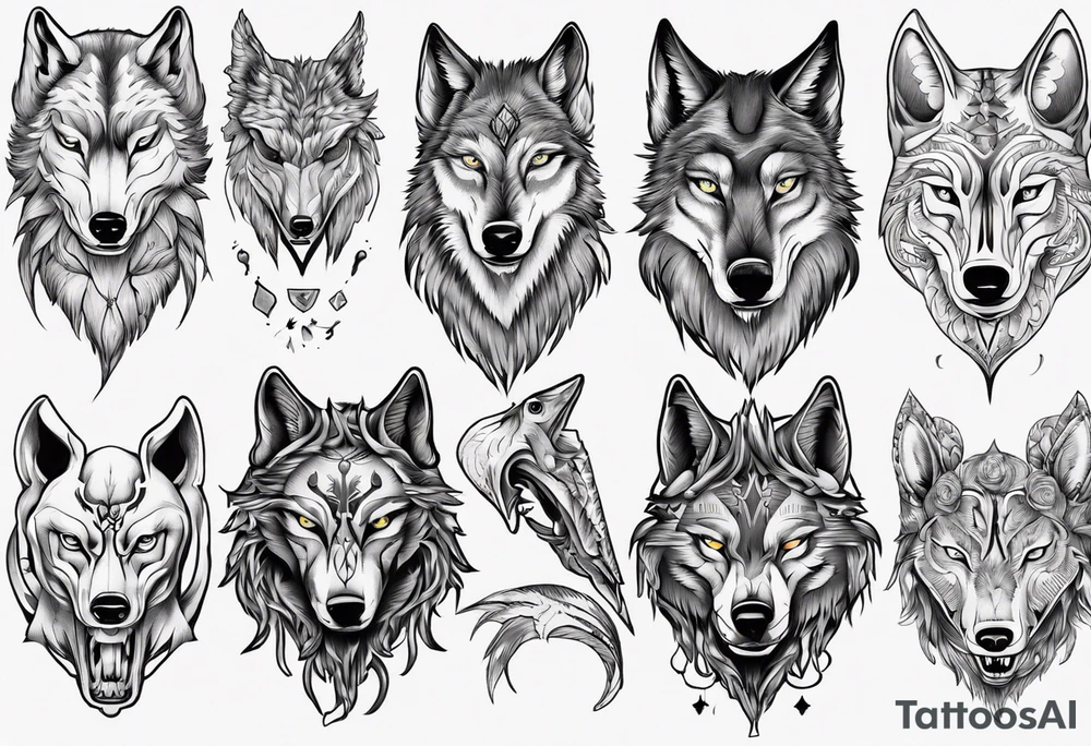 wolf head tattoo idea