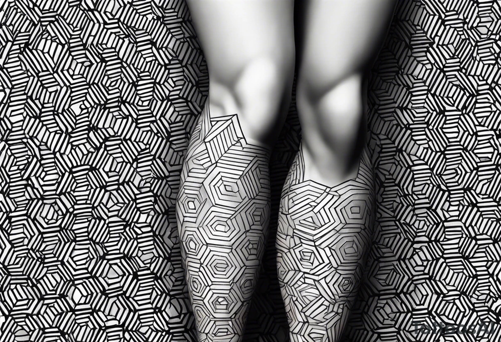 pattern geometric full male leg sleeve tile honeycomb tattoo idea