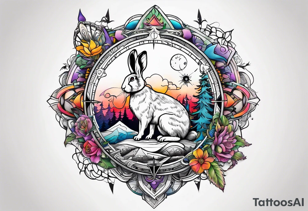 Compass wonderland  dead 
rabbit tattoo idea