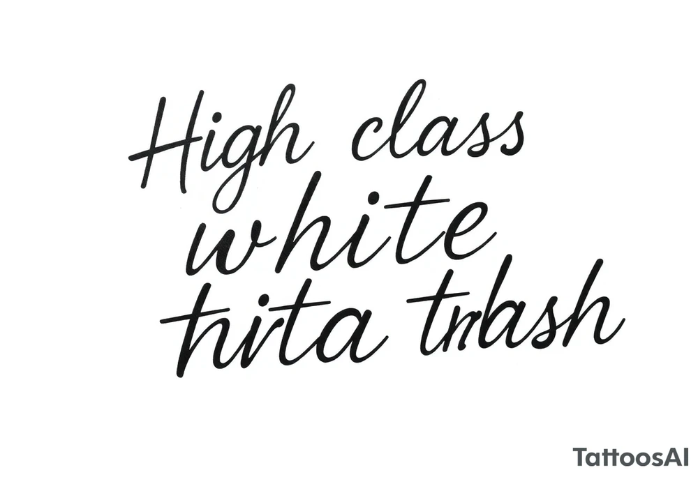 High class white trash fancy cursive tattoo idea