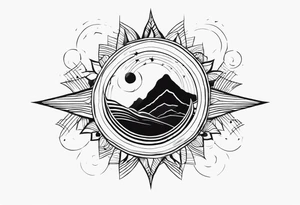 sol assimétrico com raios ondulados tattoo idea