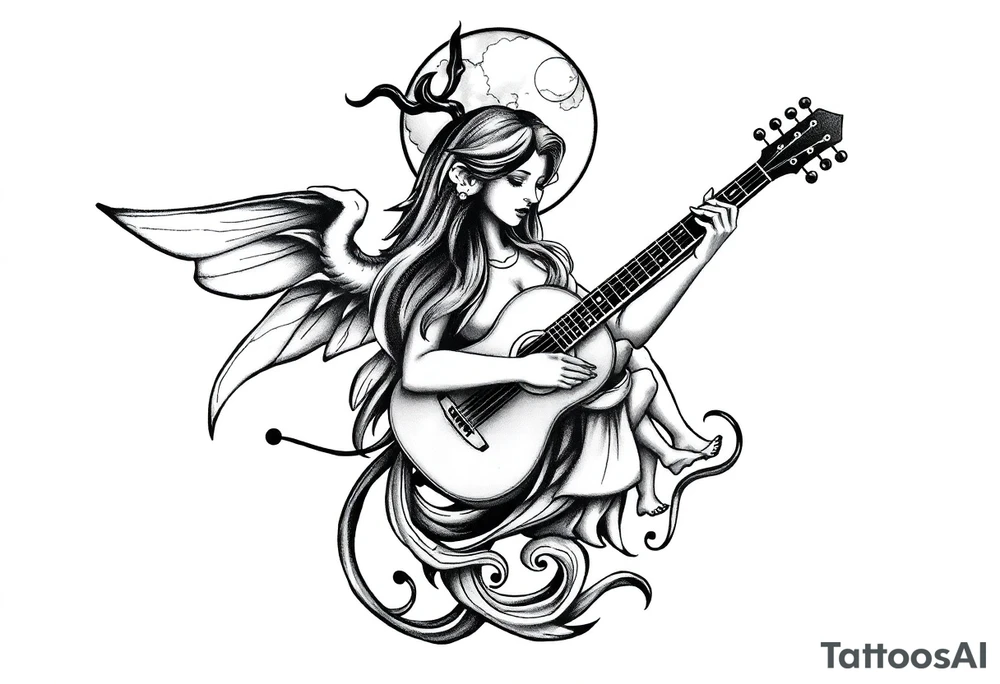 language of music with love for it 
Zodiac sign Aquarius with ascendant Taurus and Scorpio in the moon and a loving mother of two children tattoo idea