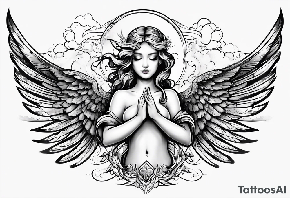 angel extending hands tattoo idea