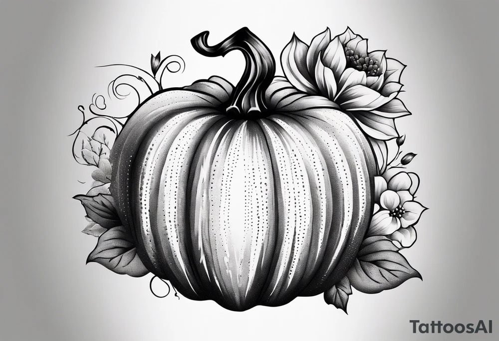 pumpkin with flowers tattoo idea