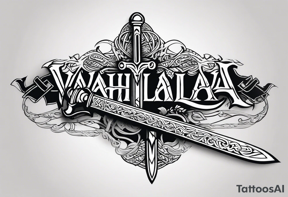 Valhalla sword viking funeral tattoo idea