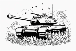 tank shooting flowers  out of its canopy tattoo idea