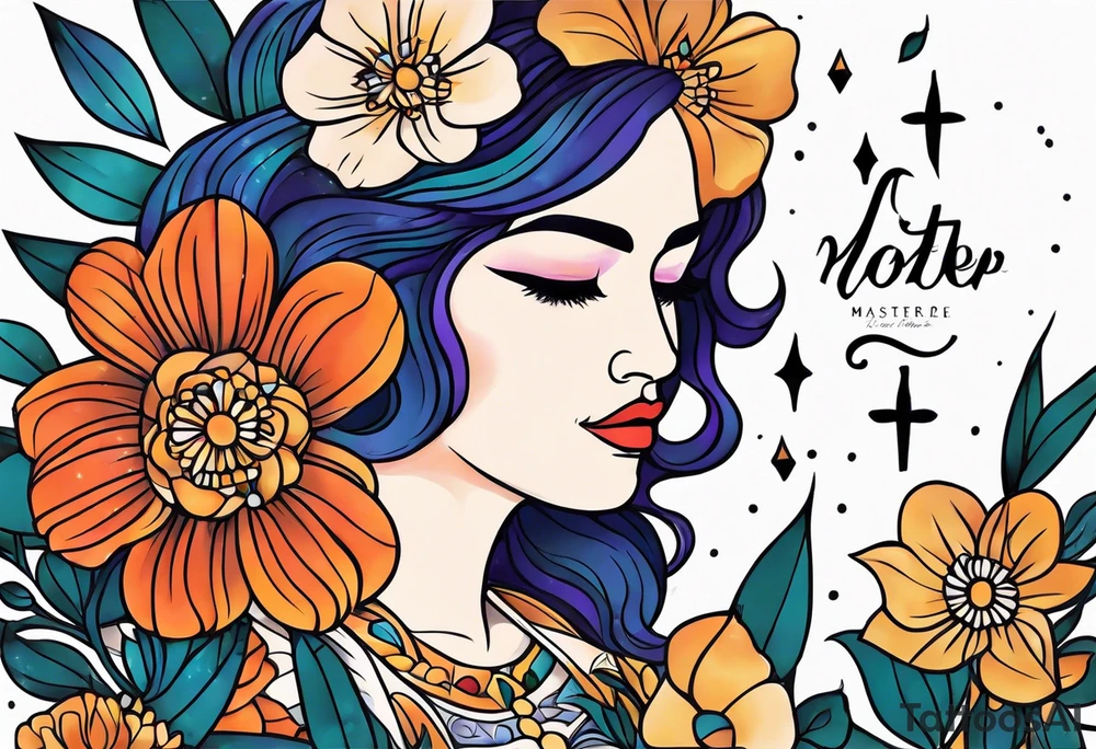 strength aster love mother tattoo idea