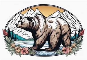 Bear with British Columbia landscape inside of it. tattoo idea