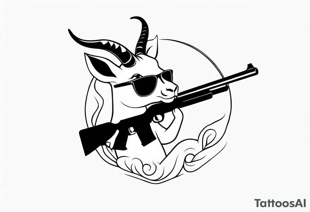 capricorn with sunglasses and shotgun tattoo idea