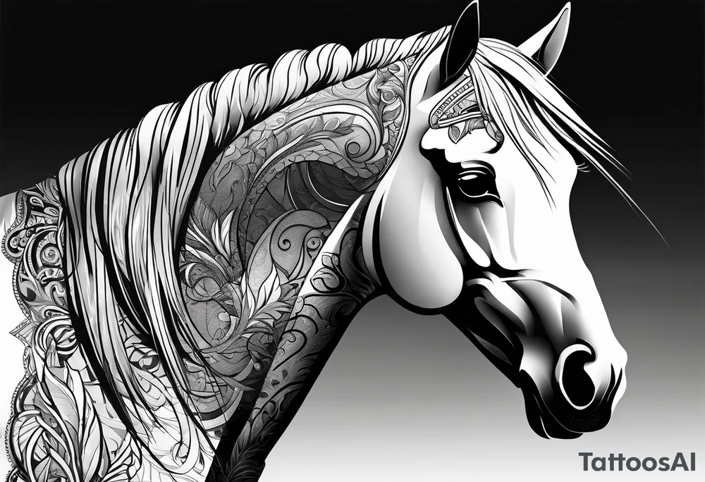 Horse portrait no shading tattoo idea