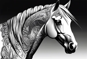 Horse portrait no shading tattoo idea