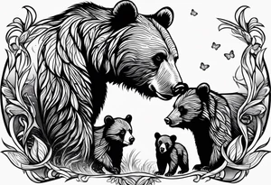 mother bear with cub facing each other looking at each other tattoo idea