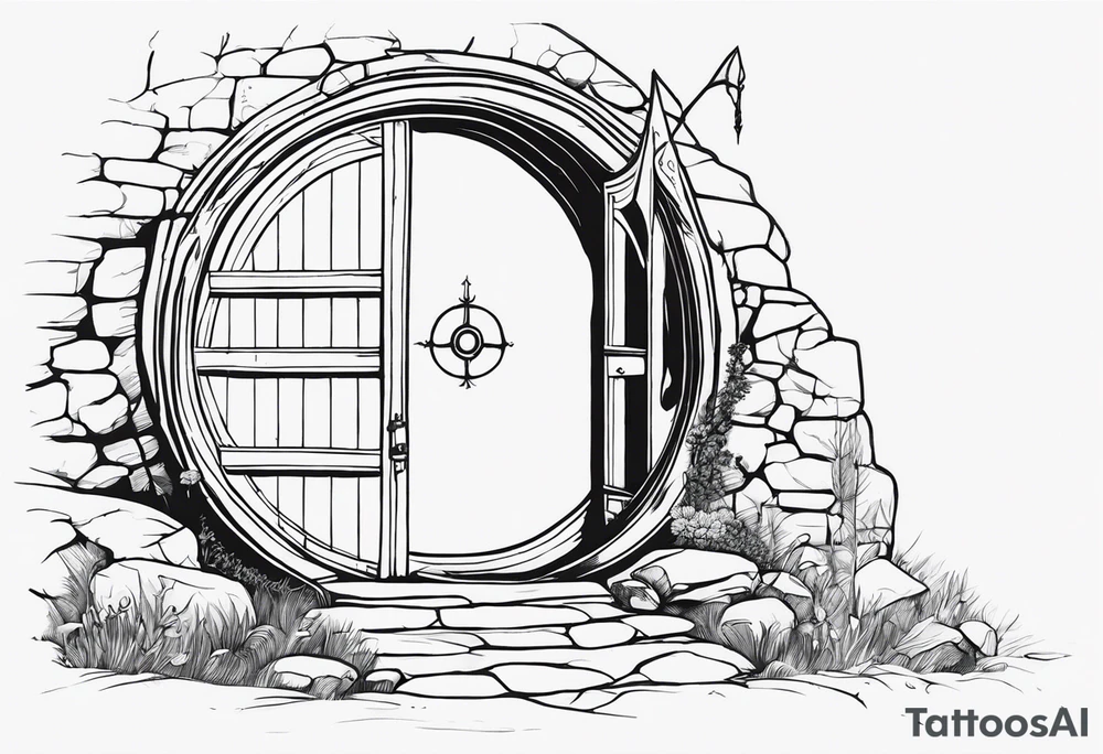 Lord of the rings main with Harry Potter mashup but more lord of the rings heavy. Small simple dainty fine line and minimal. Objects only. Hobbit door hole and wands tattoo idea