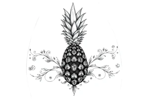 To cover pubic area vagina and anus using a  pineapple with diamonds  and magestic tattoo idea