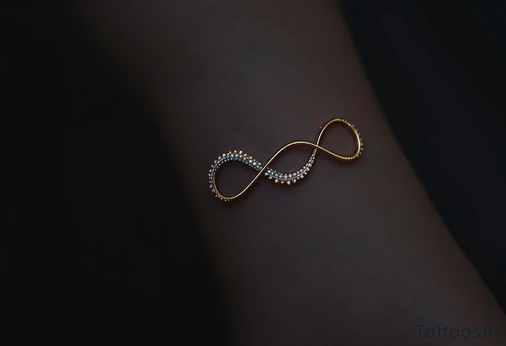 Three different infinity symbols in gold, silver, and rose gold, each person (three) has its own tattoo idea