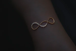 Three different infinity symbols in gold, silver, and rose gold, each person (three) has its own tattoo idea