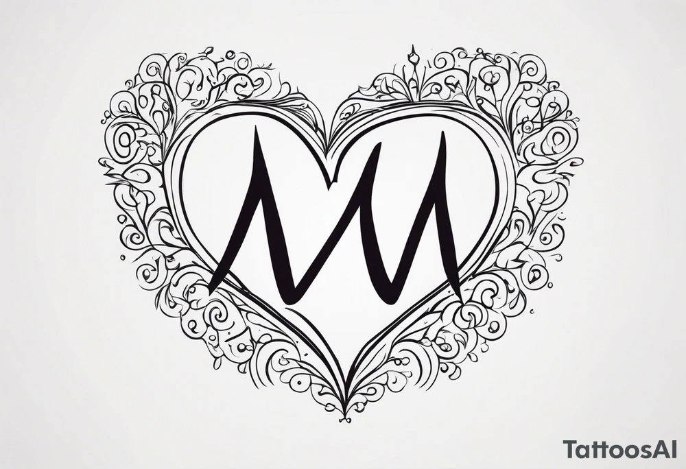 An M squared with a heart tattoo idea