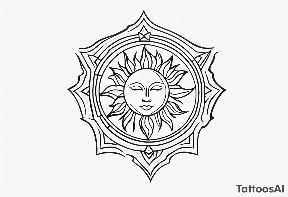 Protective shield with a sun and blond hair tattoo idea